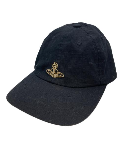 Vivienne Westwood（ヴィヴィアンウエストウッド）Vivienne Westwood (ヴィヴィアンウエストウッド) リップストップオーブロゴキャップ ブラックの古着・服飾アイテム