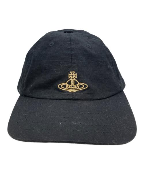Vivienne Westwood（ヴィヴィアンウエストウッド）Vivienne Westwood (ヴィヴィアンウエストウッド) リップストップオーブロゴキャップ ブラックの古着・服飾アイテム