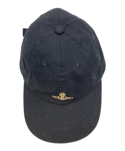 Vivienne Westwood（ヴィヴィアンウエストウッド）Vivienne Westwood (ヴィヴィアンウエストウッド) リップストップオーブロゴキャップ ブラックの古着・服飾アイテム