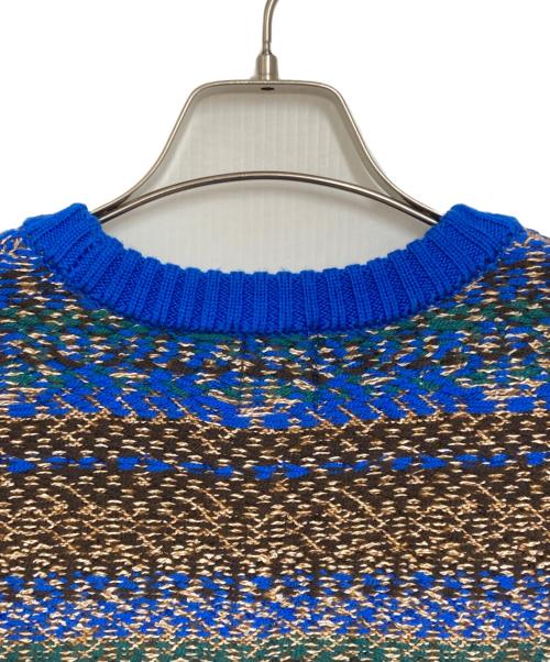 J.PRESS（ジェイプレス）J.PRESS (ジェイプレス) BLUE KNIT VEST ブルー×ブラウン サイズ:Mの古着・服飾アイテム