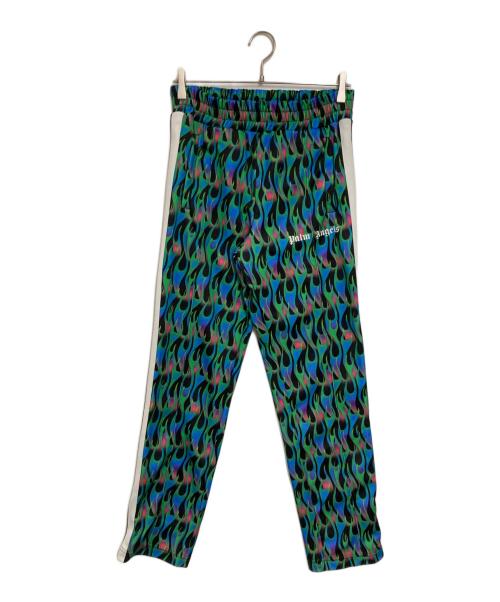 Palm Angels（パーム エンジェルス）Palm Angels (パーム エンジェルス) バーニング柄トラックパンツ グリーン×ブルー サイズ:Mの古着・服飾アイテム