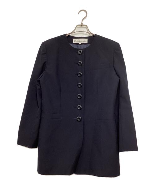 Christian Dior（クリスチャン ディオール）Christian Dior (クリスチャン ディオール) 7つ釦 ロングノーカラージャケット ネイビー サイズ:Lの古着・服飾アイテム