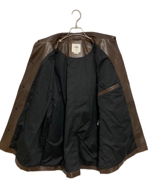 ZARA（ザラ）ZARA (ザラ) レザーカーコート ブラウン サイズ:Lの古着・服飾アイテム
