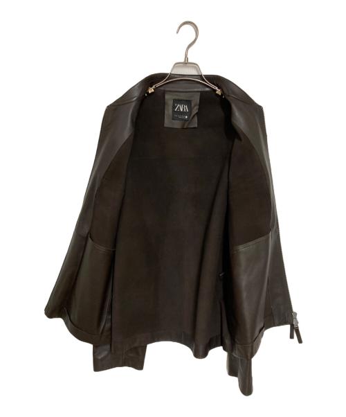 ZARA（ザラ）ZARA (ザラ) レザーダブルジップアップジャケット ブラウン サイズ:XLの古着・服飾アイテム
