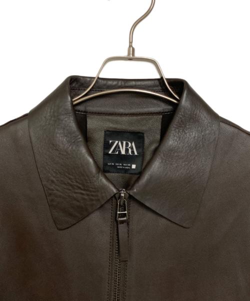ZARA（ザラ）ZARA (ザラ) レザーダブルジップアップジャケット ブラウン サイズ:XLの古着・服飾アイテム