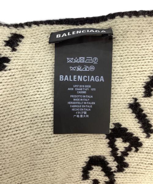 BALENCIAGA（バレンシアガ）BALENCIAGA (バレンシアガ) オールオーバー ロゴ マフラー アイボリー×ブラックの古着・服飾アイテム