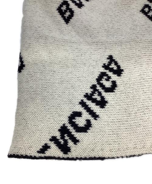 BALENCIAGA（バレンシアガ）BALENCIAGA (バレンシアガ) オールオーバー ロゴ マフラー アイボリー×ブラックの古着・服飾アイテム