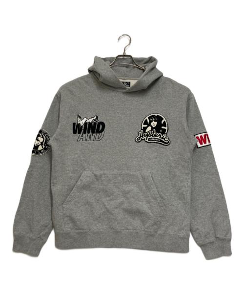 Hysteric Glamour（ヒステリックグラマー）Hysteric Glamour (ヒステリックグラマー) WIND AND SEA (ウィンダンシー) コラボ プルオーバーパーカー グレー サイズ:Lの古着・服飾アイテム