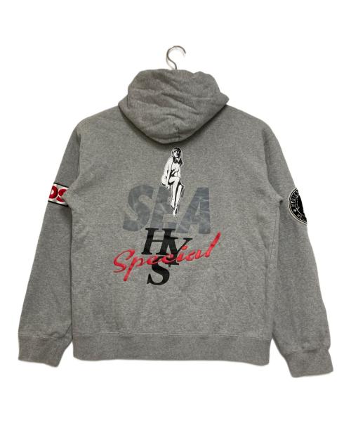 Hysteric Glamour（ヒステリックグラマー）Hysteric Glamour (ヒステリックグラマー) WIND AND SEA (ウィンダンシー) コラボ プルオーバーパーカー グレー サイズ:Lの古着・服飾アイテム