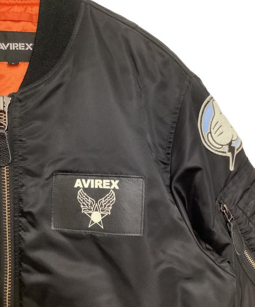 AVIREX（アヴィレックス）AVIREX (アヴィレックス) コラボミッキー刺繍MA-1フライトジャケット ブラック サイズ:Lの古着・服飾アイテム