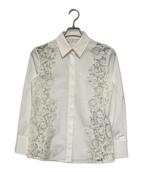 VALENTINO（ヴァレンティノ）VALENTINO (ヴァレンティノ) 比翼レースシャツ ホワイト サイズ:38の古着・服飾アイテム