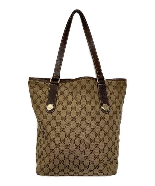 GUCCI（グッチ）GUCCI (グッチ) トートバッグ ベージュ×ブラウンの古着・服飾アイテム