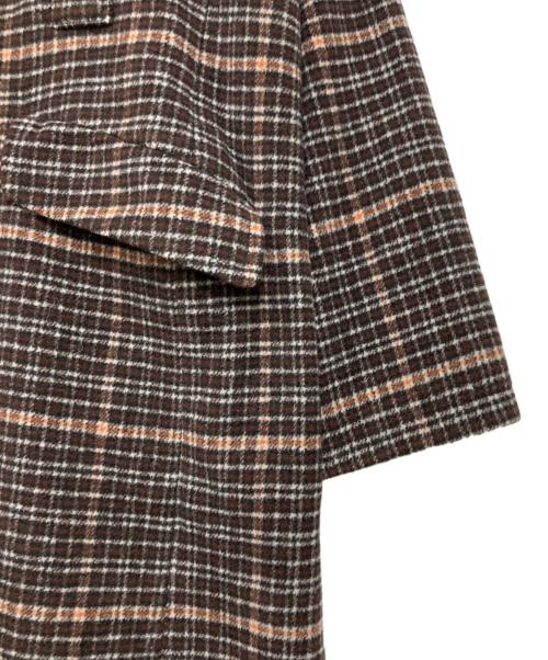 MONKEY TIME（モンキータイム）MONKEY TIME (モンキータイム) MS MELTON OVER SIZED COAT ブラウン×グレー サイズ:Ｍの古着・服飾アイテム