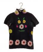 me ISSEY MIYAKEミーイッセイ ミヤケ）の古着「S/S フラワー転写ハイネックプリーツカットソー」｜ブラック