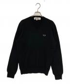 PLAY COMME des GARCONSプレイコムデギャルソン）の古着「ハートワッペンVネックニット」｜ブラック