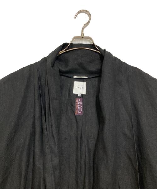 SOU・SOU（ソウソウ）SOU・SOU (ソウソウ) 和服モチーフリネンコート ブラック サイズ:Ｌの古着・服飾アイテム