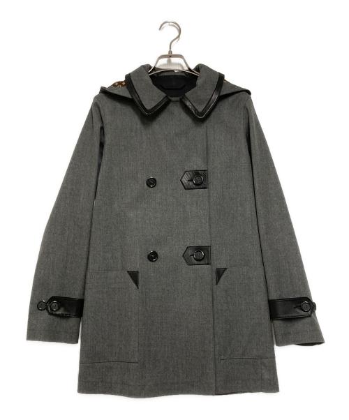 LOUIS VUITTON（ルイ ヴィトン）LOUIS VUITTON (ルイ ヴィトン) ウール ラムレザー切替マッキントッシュコート グレー サイズ:34の古着・服飾アイテム