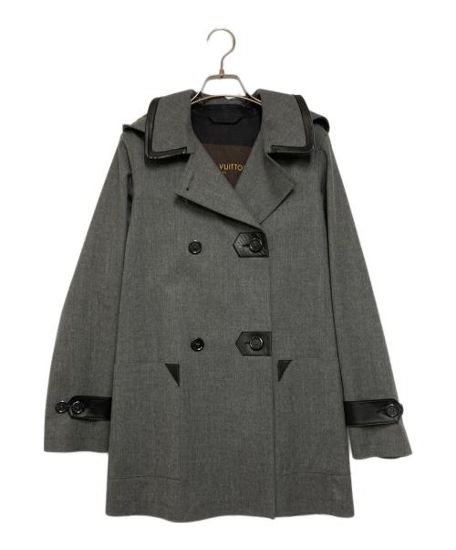 LOUIS VUITTON（ルイ ヴィトン）LOUIS VUITTON (ルイ ヴィトン) ウール ラムレザー切替マッキントッシュコート グレー サイズ:34の古着・服飾アイテム