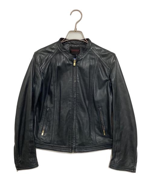 TOMORROW LAND collection（トゥモローランドコレクション）TOMORROW LAND collection (トゥモローランドコレクション) ラムレザー ジップアップブルゾン ブルー サイズ:36の古着・服飾アイテム