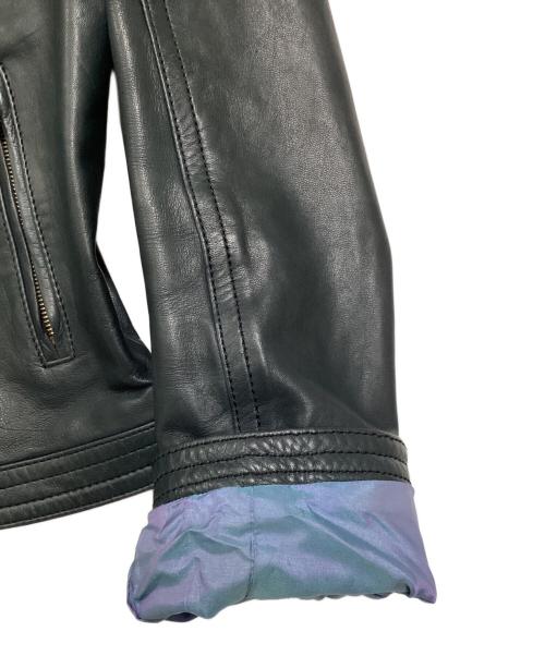 TOMORROW LAND collection（トゥモローランドコレクション）TOMORROW LAND collection (トゥモローランドコレクション) ラムレザー ジップアップブルゾン ブルー サイズ:36の古着・服飾アイテム