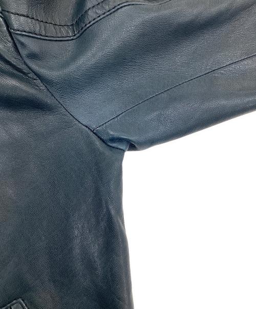 TOMORROW LAND collection（トゥモローランドコレクション）TOMORROW LAND collection (トゥモローランドコレクション) ラムレザー ジップアップブルゾン ブルー サイズ:36の古着・服飾アイテム