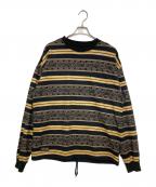 TIGHTBOOTH PRODUCTIONタイトブースプロダクション）の古着「ロングスリーブボーダーカットソー」｜ブラウン×ブラック