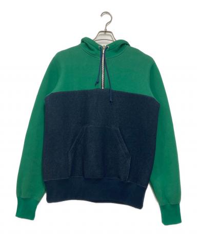 ★新品未使用★SACAI パーカー ジャケット グリーン 中古・古着通販】sacai (サカイ) バイカラー切替ハーフジップパーカー