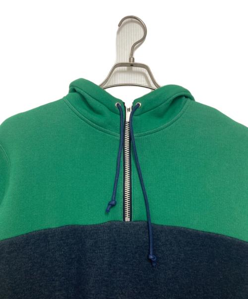 sacai（サカイ）sacai (サカイ) バイカラー切替ハーフジップパーカー グリーン×ネイビー サイズ:１の古着・服飾アイテム