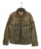 DIESELディーゼル）の古着「ジップアップデニムジャケット」｜インディゴ×ブラウン