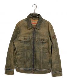DIESEL（ディーゼル）の古着「ジップアップデニムジャケット」｜インディゴ×ブラウン