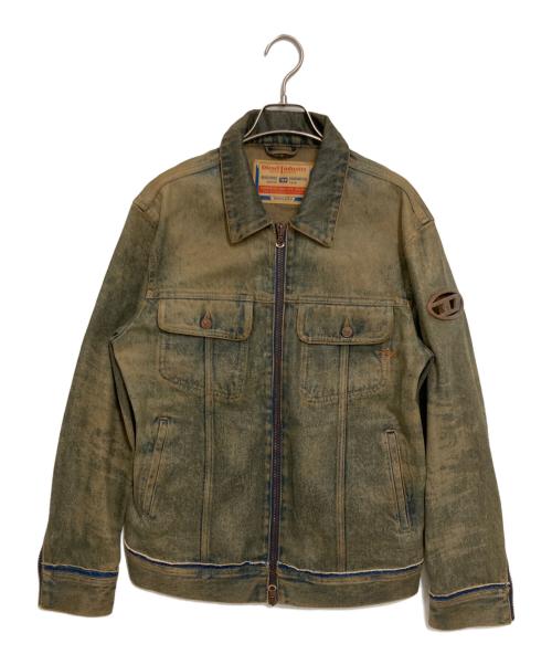 DIESEL（ディーゼル）DIESEL (ディーゼル) ジップアップデニムジャケット インディゴ×ブラウン サイズ:Sの古着・服飾アイテム
