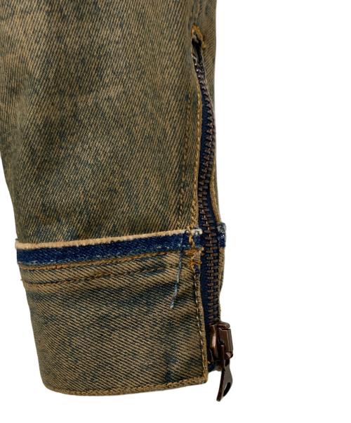DIESEL（ディーゼル）DIESEL (ディーゼル) ジップアップデニムジャケット インディゴ×ブラウン サイズ:Sの古着・服飾アイテム