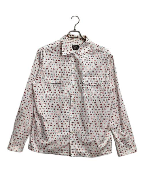 KOJIMA GENES（コジマジーンズ）KOJIMA GENES (コジマジーンズ) ダイヤ柄オープンカラーシャツ ホワイト×レッド×ブルー サイズ:XLの古着・服飾アイテム