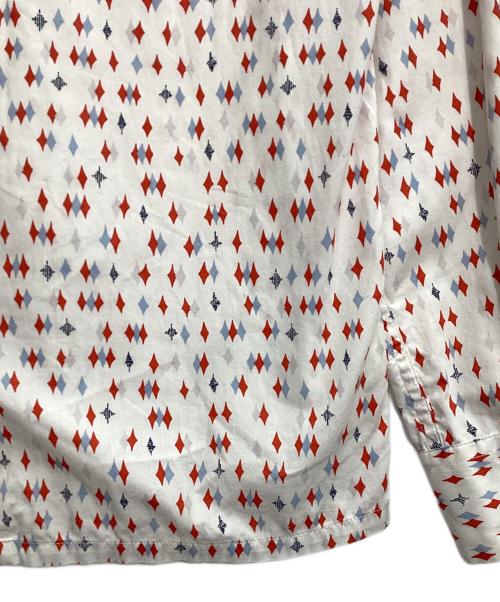 KOJIMA GENES（コジマジーンズ）KOJIMA GENES (コジマジーンズ) ダイヤ柄オープンカラーシャツ ホワイト×レッド×ブルー サイズ:XLの古着・服飾アイテム