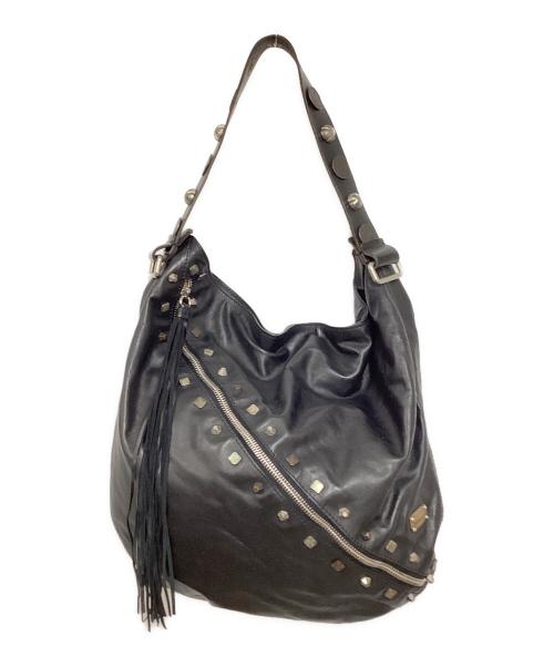 DSQUARED2（ディースクエアード）DSQUARED2 (ディースクエアード) スタッズレザーショルダーバッグ ブラックの古着・服飾アイテム
