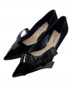 MIU MIUミュウミュウ）の古着「リボンヒールベルベットパンプス」｜ブラック