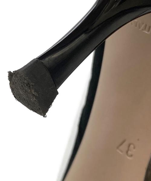 MIU MIU（ミュウミュウ）MIU MIU (ミュウミュウ) リボンヒールベルベットパンプス ブラック サイズ:37の古着・服飾アイテム