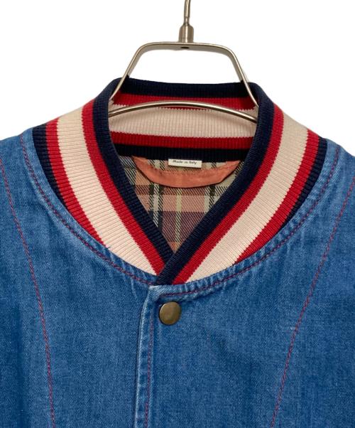 GUCCI（グッチ）GUCCI (グッチ) スタジアムブルゾン ブルー×レッド サイズ:46の古着・服飾アイテム