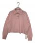 Mila Owen（ミラオーウェン）の古着「ビジュー釦クロップドポロニットプルオーバー」｜ピンク