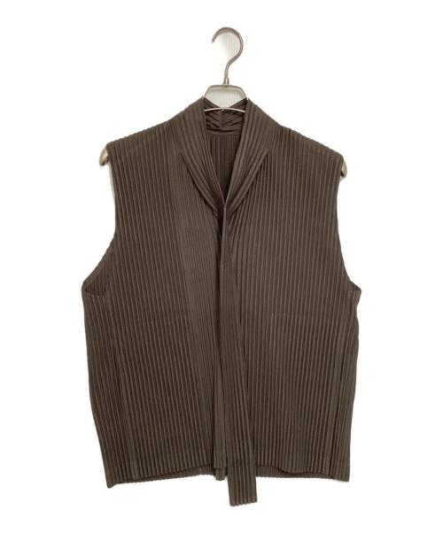 HOMME PLISSE ISSEY MIYAKE（オム プリッセ イッセイ ミヤケ）HOMME PLISSE ISSEY MIYAKE (オム プリッセ イッセイ ミヤケ) プリーツボウタイベスト ブラウン サイズ:2の古着・服飾アイテム