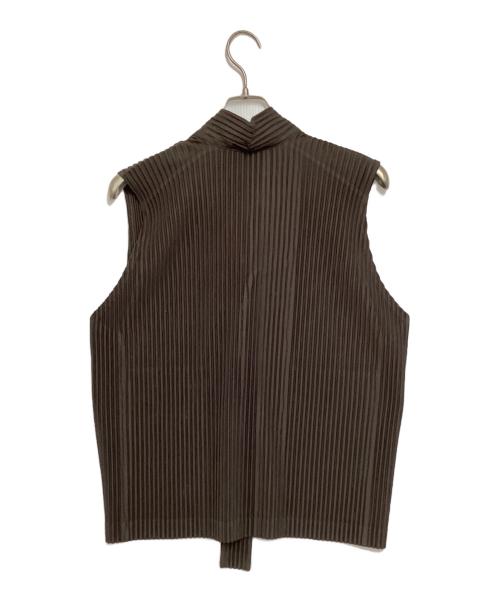 HOMME PLISSE ISSEY MIYAKE（オム プリッセ イッセイ ミヤケ）HOMME PLISSE ISSEY MIYAKE (オム プリッセ イッセイ ミヤケ) プリーツボウタイベスト ブラウン サイズ:2の古着・服飾アイテム