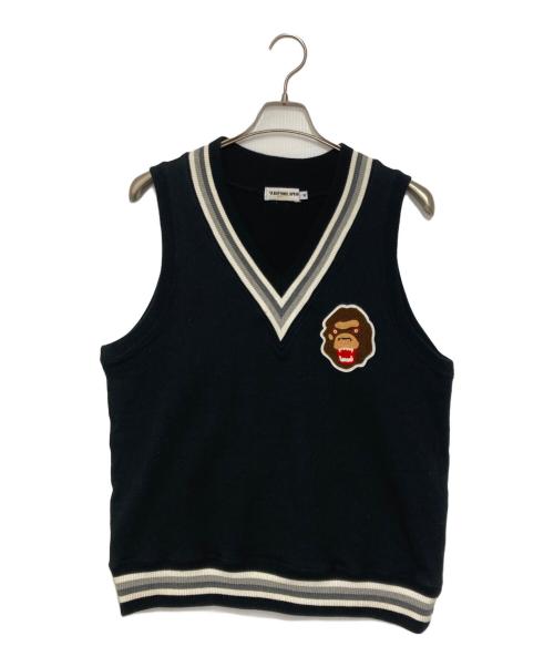 A BATHING APE（ア ベイシング エイプ）A BATHING APE (ア ベイシング エイプ) ワッペンスウェットベスト/atch Sweat Vest ブラック サイズ:Mの古着・服飾アイテム