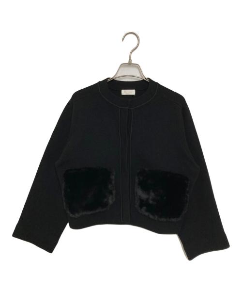 BALLSEY（ボールジィ）BALLSEY (ボールジィ) ウールポリエステルミラノリブ クルーネックカーディガン ブラック サイズ:Sの古着・服飾アイテム