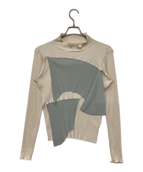 kotohayokozawa（コトハヨコザワ）kotohayokozawa (コトハヨコザワ) プリーツカットソー ホワイト×ブルー サイズ:FREEの古着・服飾アイテム