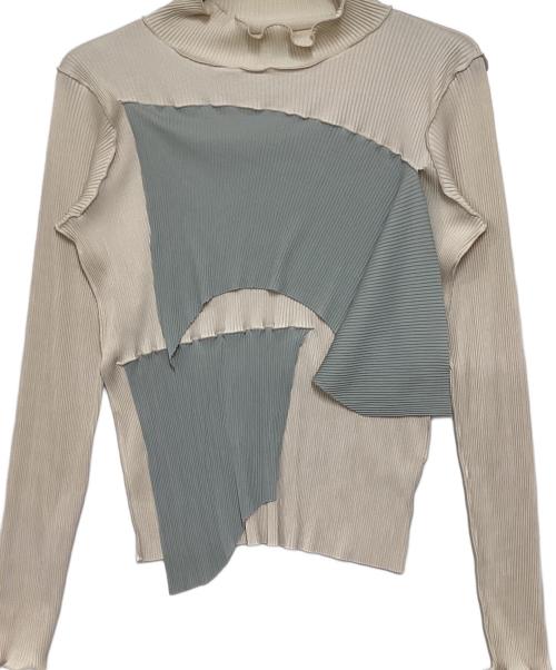 kotohayokozawa（コトハヨコザワ）kotohayokozawa (コトハヨコザワ) プリーツカットソー ホワイト×ブルー サイズ:FREEの古着・服飾アイテム