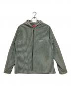 SUPREMEシュプリーム）の古着「HOODED STRIPE DENIM ZIP」｜グリーン×ホワイト