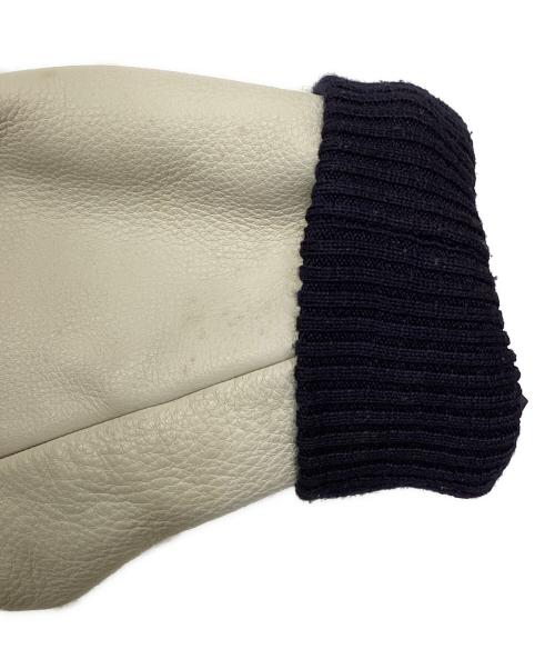 PEANUTS（ピーナッツ）PEANUTS (ピーナッツ) オールドスタジャン/袖レザー切替ジャケット ネイビー×ホワイト サイズ:Mの古着・服飾アイテム