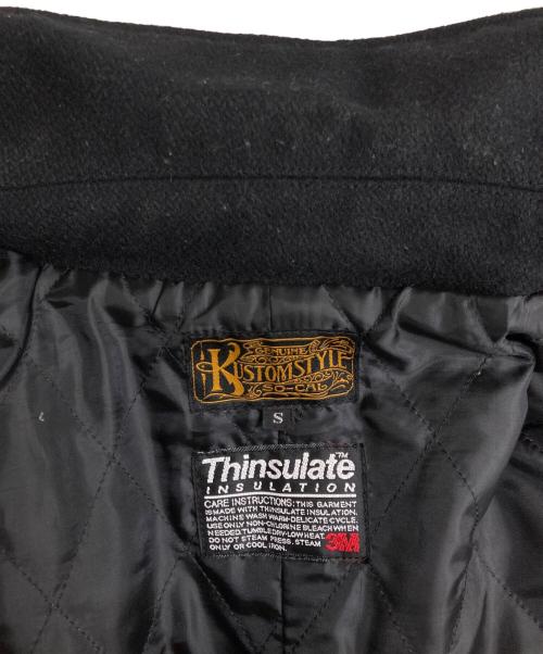 KUSTOMSTYLE（カスタムスタイル）KUSTOMSTYLE (カスタムスタイル) アームレザーダブルライダースジャケット ブラック サイズ:Sの古着・服飾アイテム