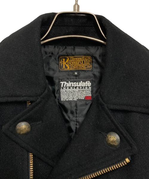 KUSTOMSTYLE（カスタムスタイル）KUSTOMSTYLE (カスタムスタイル) アームレザーダブルライダースジャケット ブラック サイズ:Sの古着・服飾アイテム