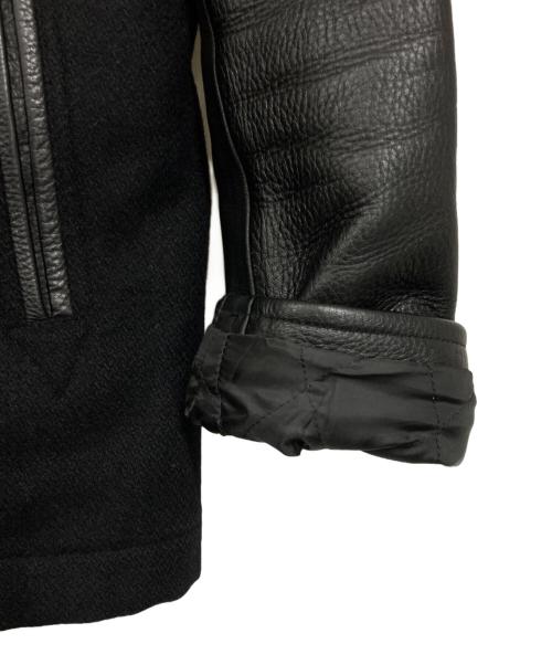 KUSTOMSTYLE（カスタムスタイル）KUSTOMSTYLE (カスタムスタイル) アームレザーダブルライダースジャケット ブラック サイズ:Sの古着・服飾アイテム